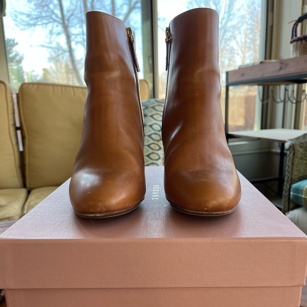 Sezane Tan Leather Ankle Boots - Picture 2 of 5